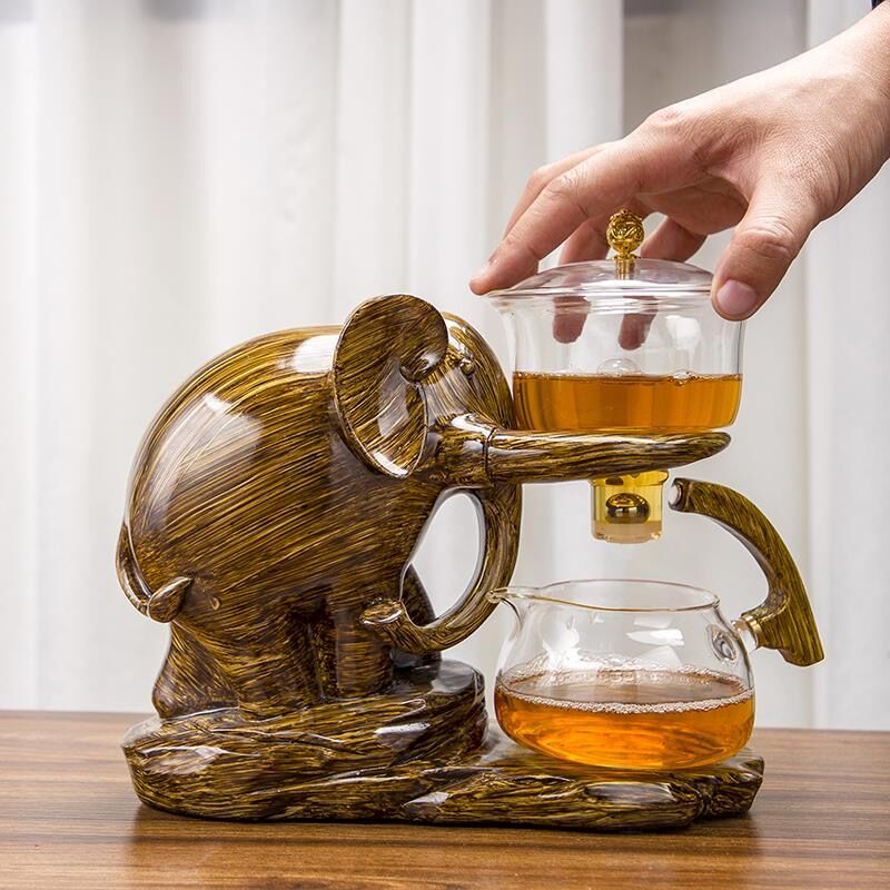 Set da Tè Semi-Automatico Magico Elefante Artistico in Ceramica e Vetro Durevole