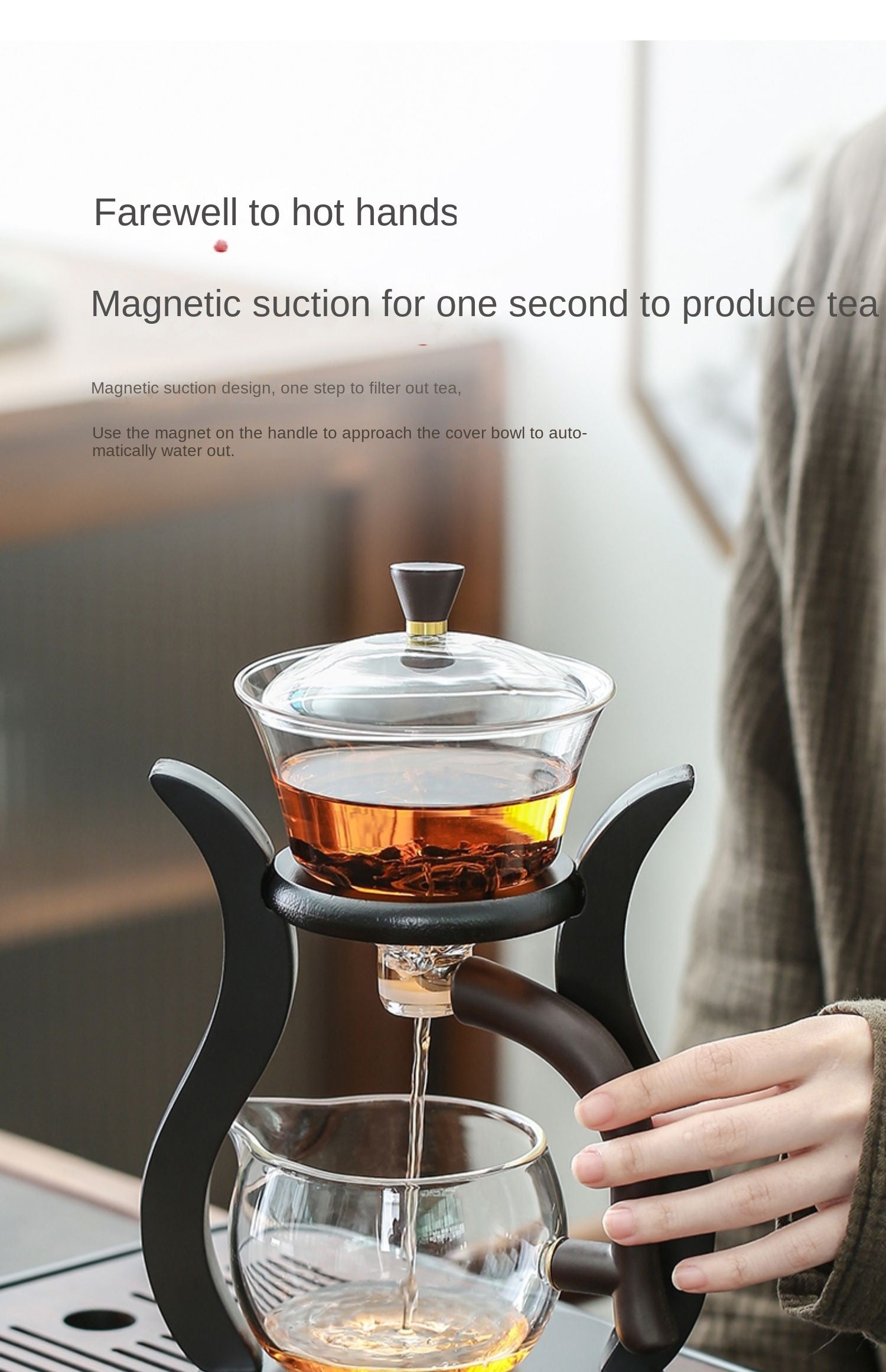 Set Tè Magico Semi-Automatico Innovativo, Vetro Borosilicato, Infuso Perfetto